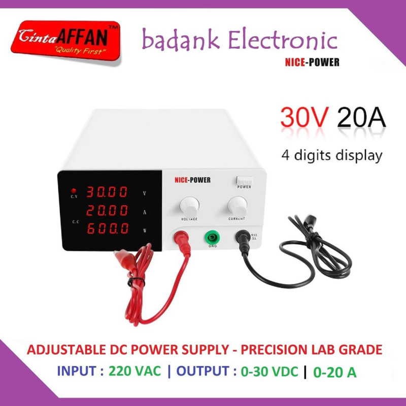 600W Adjustable DC Power Supply 0-30V 0-20A Switching Precision Lab